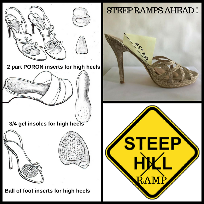 Tips for walking on a steep slope in heels; Best three high heel shoe inserts compared pros & cons