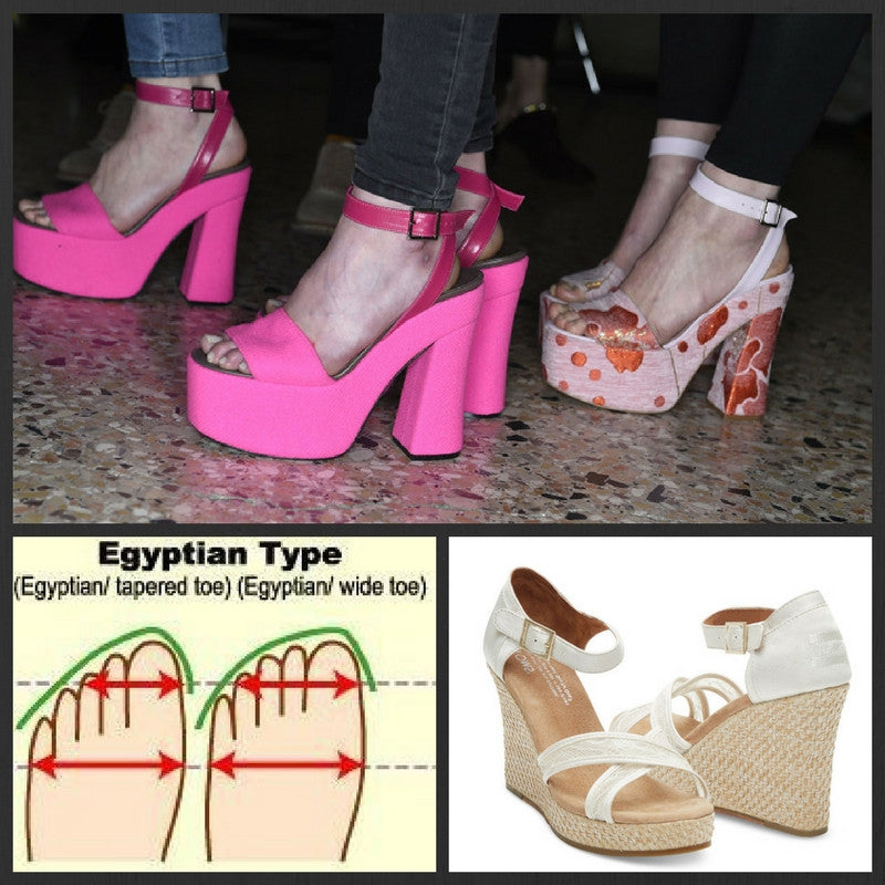 Platform shoes are a good choice for high heels that don't slide off the foot Egyptian type foot illustration