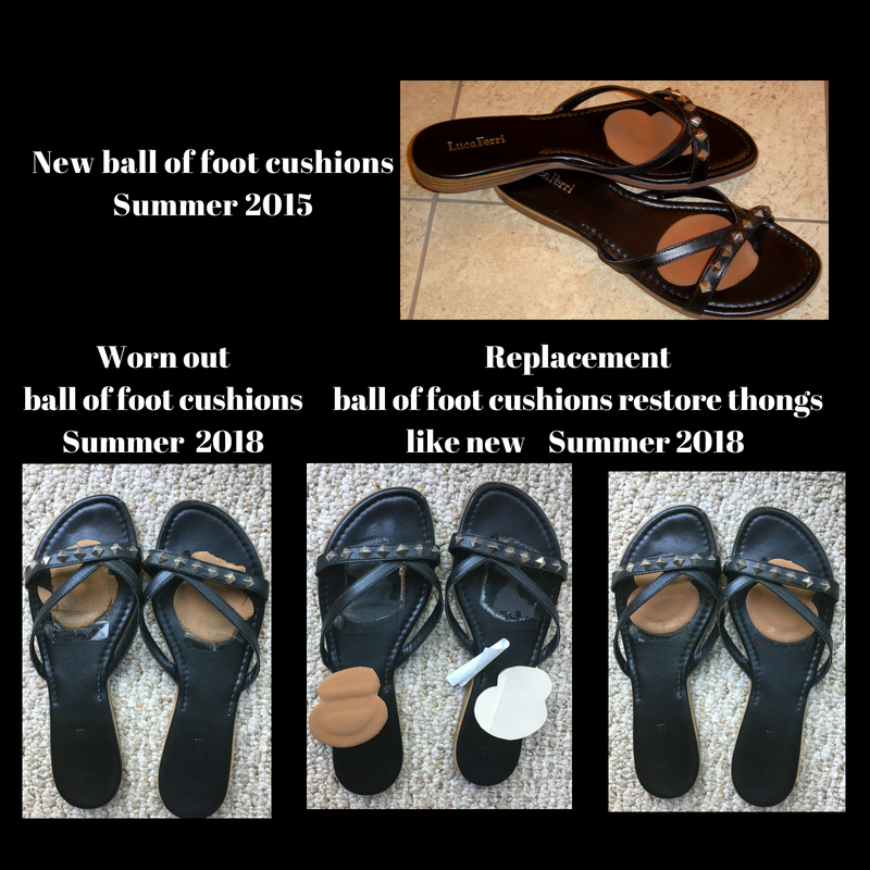 Replacement ball of foot cushions renew thong sandals to like new again