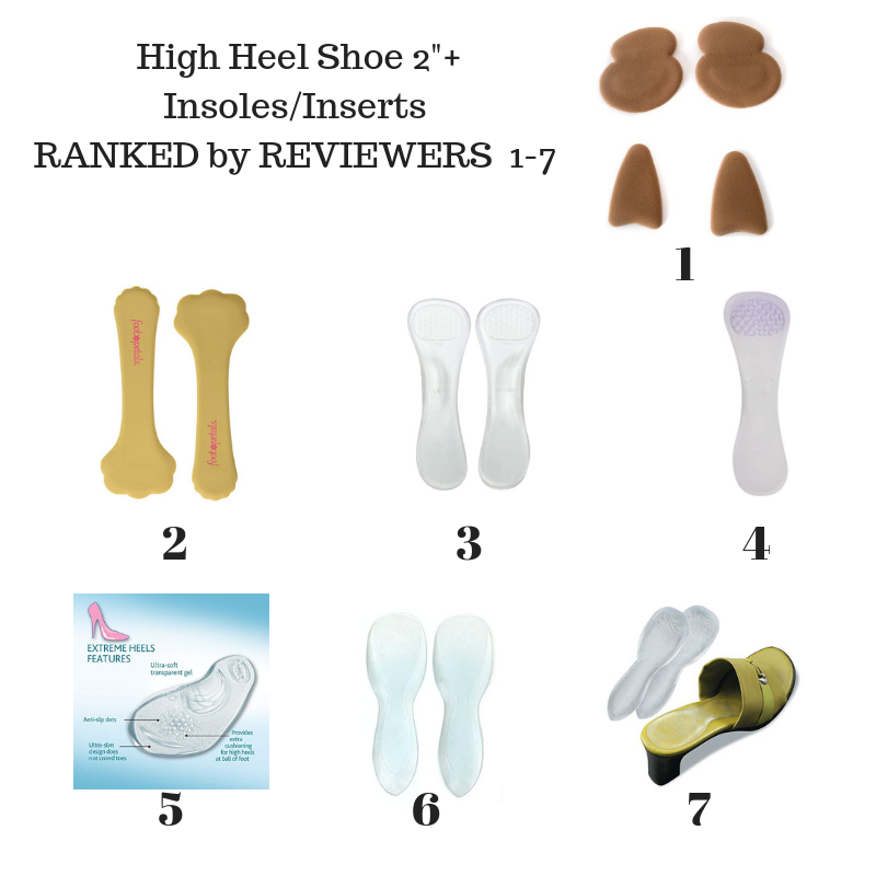 BEST #1 to WORST #7 Ranking of High Heel Shoe Inserts & Insoles brands - by customers